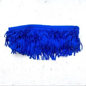 L*Space Blue Fringe Bikini Top